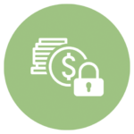 green icon with dollar sign and lock
