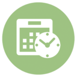 green icon with calendar and clock
